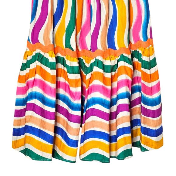 Farm Rio Dancing Stripes Maxi Skirt Size X-Small - Picture 7 of 13